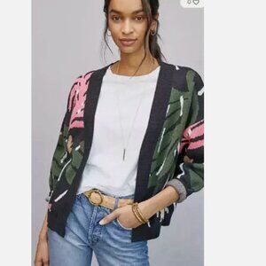 Anthropologie Bel Kazan Regina Wool Cardigan Sweater Tropical Boho One Size